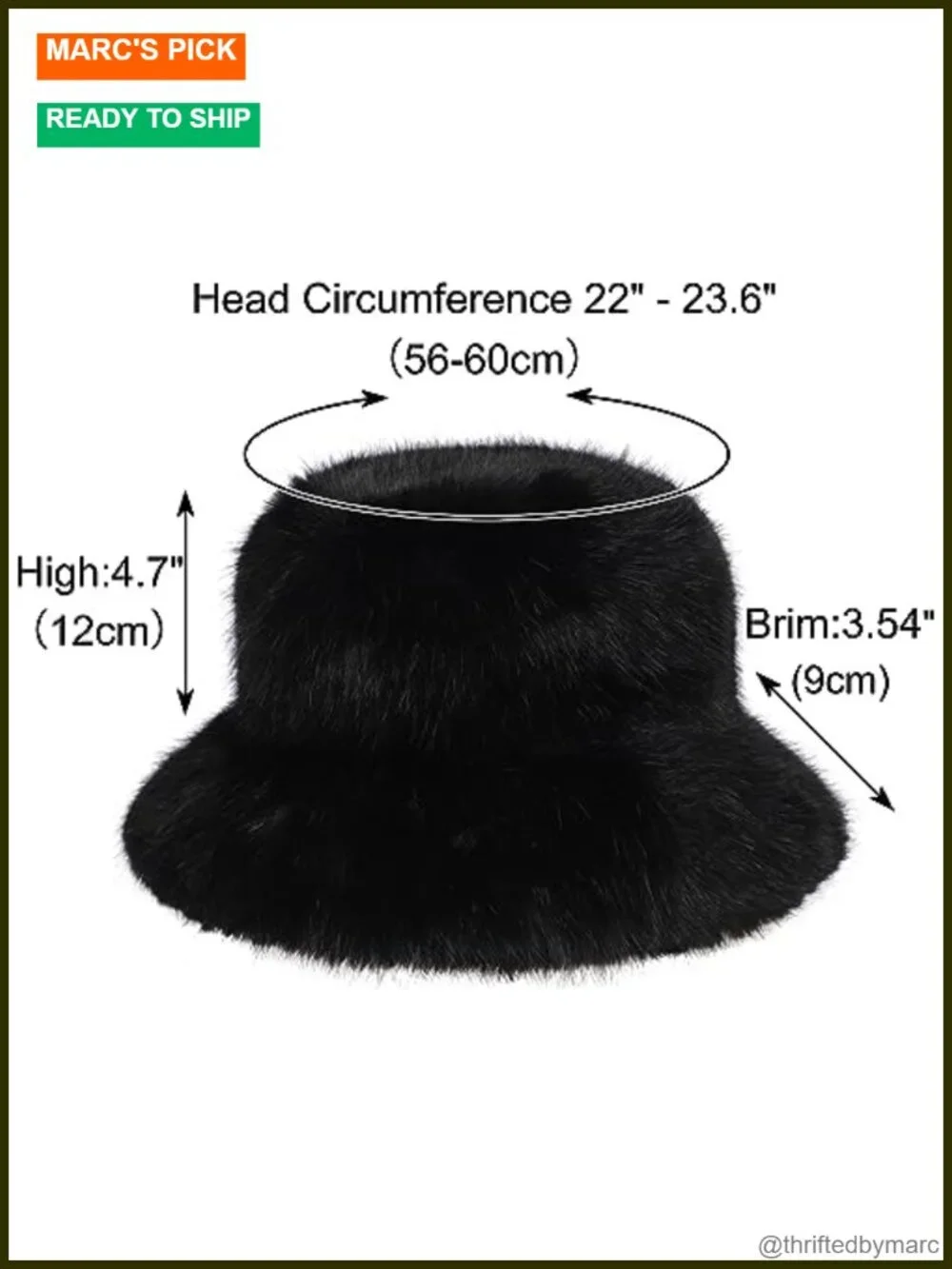 Womens Faux Fur Bucket Hat Fluffy Winter Wide Brim Fisherman Cap